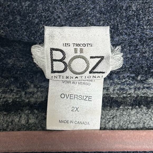 Les Tricots Boz 90s Y2k Blue Stripe Oversized Cardigan Sweater Womens 2X - Picture 5 of 6